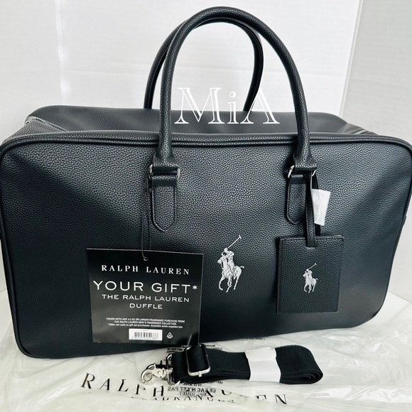 Ralph Lauren Polo Travel / Weekend Bag Side Pocket + Strap + Name Tag (Black) - Picture 7 of 8